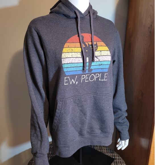 Port & Co Women's Ew People Cat Hoodie Sweatshirt Sz Medium Snarky Sarcasm Witty - Picture 1 of 9